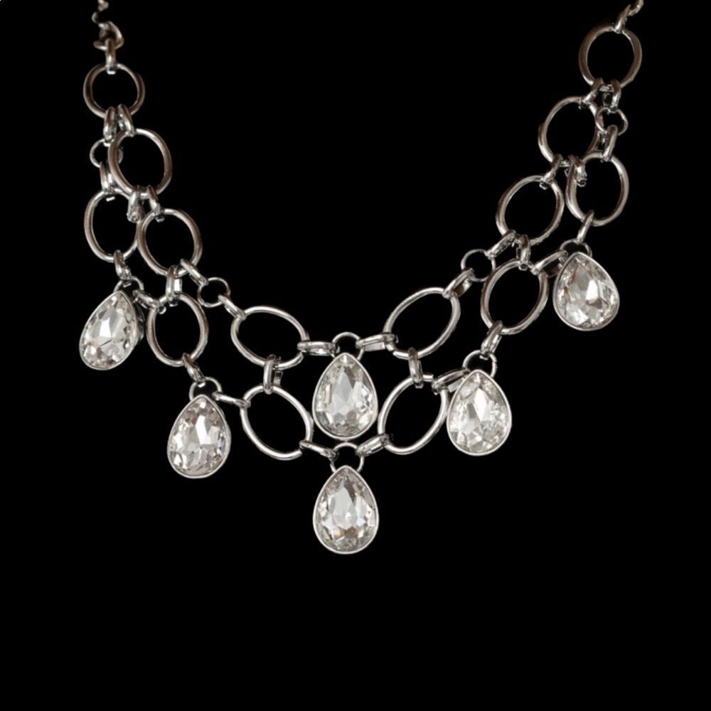 NEW Rhinestone Formal Bling Sparkle Necklace Earrings Statement Set